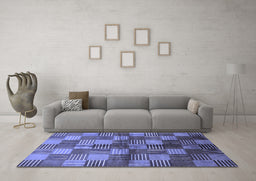 Machine Washable Oriental Blue Industrial Rug in a Living Room, wshurb719blu