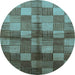 Round Oriental Light Blue Industrial Rug, urb719lblu