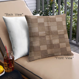 Front View of Mid-Century Modern Urban Square Light Copper Gold Throw Pillow, 18 inch by 18 inch, pwurb719