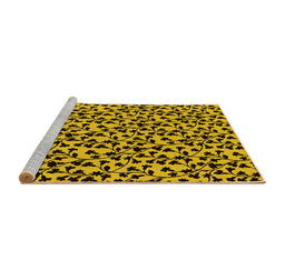 Sideview of Machine Washable Oriental Yellow Industrial Rug, wshurb720yw