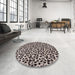 Round Mid-Century Modern Burgundy Brown Oriental Rug in a Office, urb720