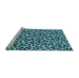 Sideview of Machine Washable Oriental Light Blue Industrial Rug, wshurb720lblu