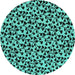 Round Machine Washable Oriental Turquoise Industrial Area Rugs, wshurb720turq