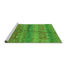 Sideview of Machine Washable Oriental Green Industrial Area Rugs, wshurb721grn