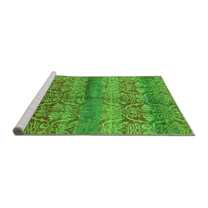 Sideview of Machine Washable Oriental Green Industrial Area Rugs, wshurb721grn