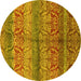 Round Oriental Yellow Industrial Rug, urb721yw