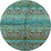 Round Oriental Light Blue Industrial Rug, urb721lblu