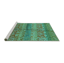Sideview of Machine Washable Oriental Turquoise Industrial Area Rugs, wshurb721turq