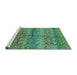 Sideview of Machine Washable Oriental Turquoise Industrial Area Rugs, wshurb721turq