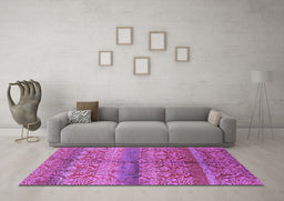 Machine Washable Oriental Purple Industrial Area Rugs in a Living Room, wshurb721pur