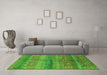 Machine Washable Oriental Green Industrial Area Rugs in a Living Room,, wshurb721grn