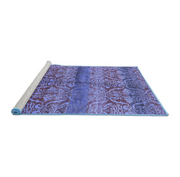 Sideview of Machine Washable Oriental Blue Industrial Rug, wshurb721blu