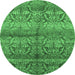 Round Oriental Emerald Green Industrial Rug, urb721emgrn