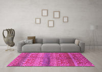 Machine Washable Oriental Pink Industrial Rug, wshurb721pnk