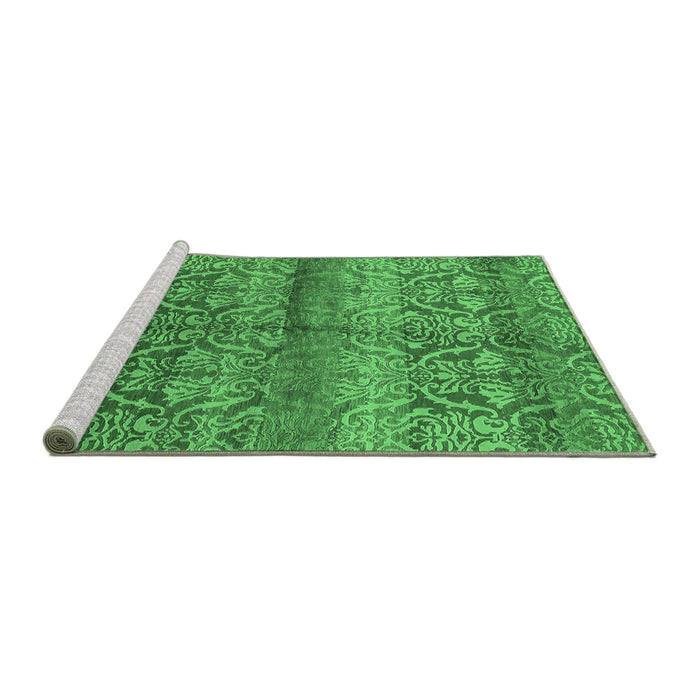 Sideview of Machine Washable Oriental Emerald Green Industrial Area Rugs, wshurb721emgrn