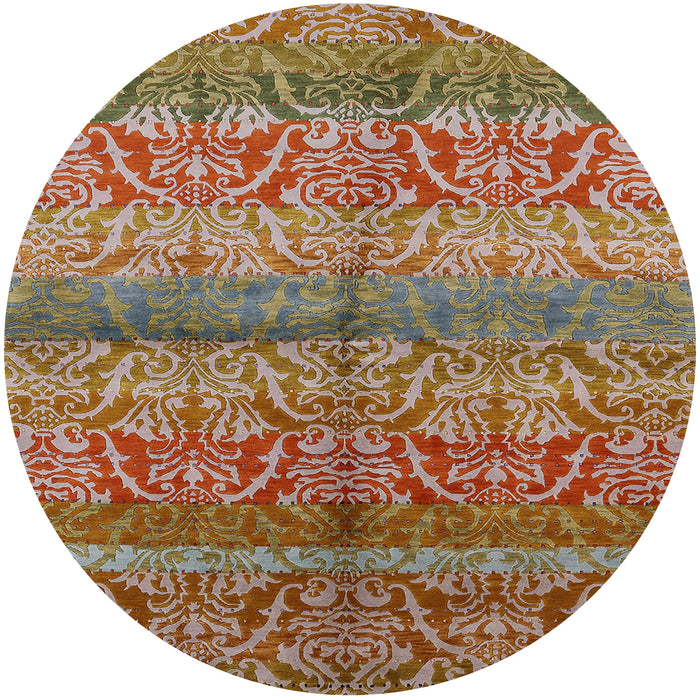 Round Machine Washable Industrial Modern Mahogany Brown Rug, wshurb721