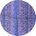 Round Oriental Blue Industrial Rug, urb721blu