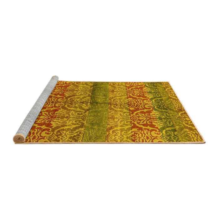 Sideview of Machine Washable Oriental Yellow Industrial Rug, wshurb721yw
