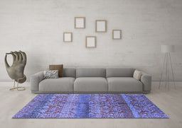 Machine Washable Oriental Blue Industrial Rug in a Living Room, wshurb721blu
