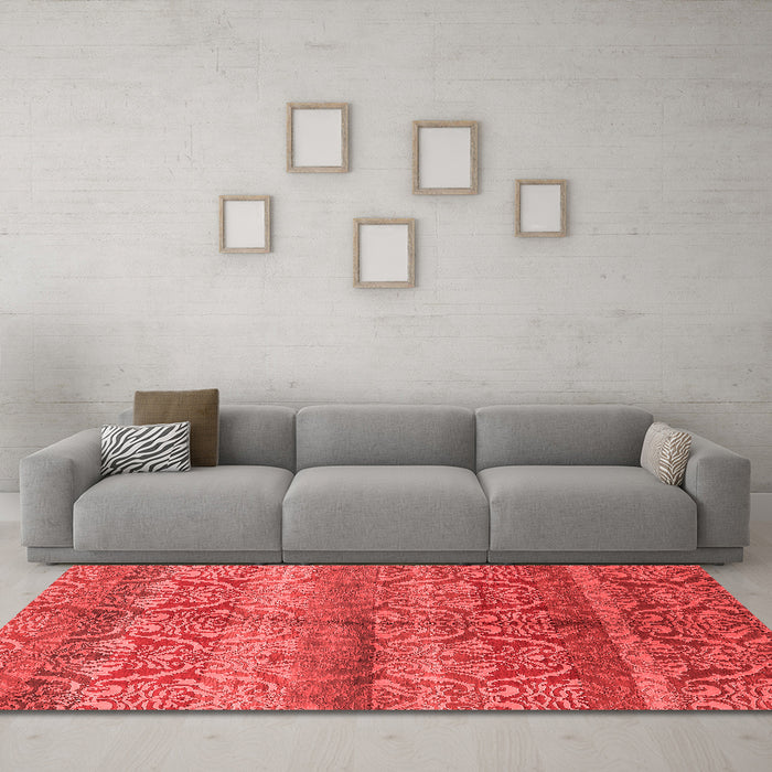 Industrial Red Washable Rugs