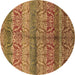 Round Oriental Brown Industrial Rug, urb721brn