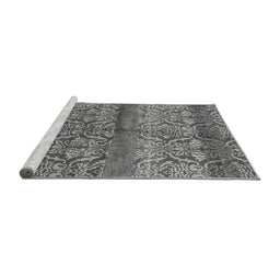 Sideview of Machine Washable Oriental Gray Industrial Rug, wshurb721gry