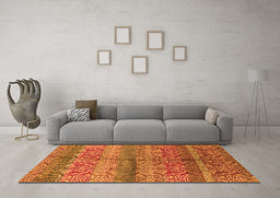 Machine Washable Oriental Orange Industrial Area Rugs in a Living Room, wshurb721org