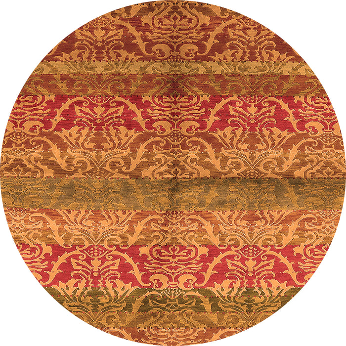 Round Oriental Orange Industrial Rug, urb721org