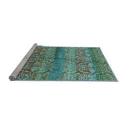 Sideview of Machine Washable Oriental Light Blue Industrial Rug, wshurb721lblu