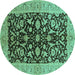 Round Oriental Turquoise Industrial Rug, urb722turq