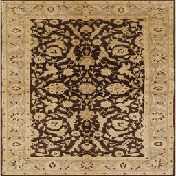 Square Mid-Century Modern Yellow Orange Oriental Rug, urb722