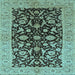 Square Machine Washable Oriental Light Blue Industrial Rug, wshurb722lblu