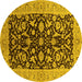 Round Oriental Yellow Industrial Rug, urb722yw