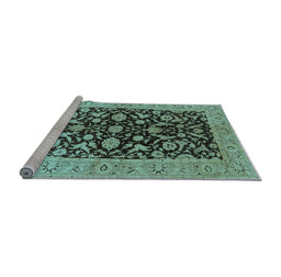 Sideview of Machine Washable Oriental Light Blue Industrial Rug, wshurb722lblu