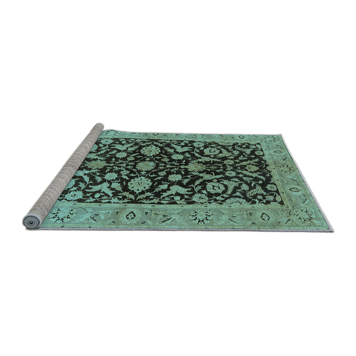 Sideview of Machine Washable Oriental Light Blue Industrial Rug, wshurb722lblu