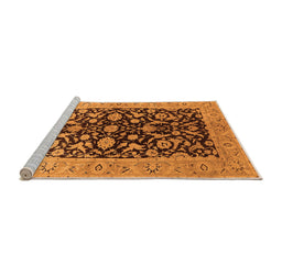 Sideview of Machine Washable Oriental Orange Industrial Area Rugs, wshurb722org