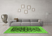 Machine Washable Oriental Green Industrial Area Rugs in a Living Room,, wshurb722grn