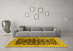 Machine Washable Oriental Yellow Industrial Rug in a Living Room, wshurb722yw