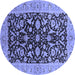 Round Oriental Blue Industrial Rug, urb722blu