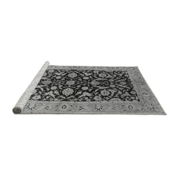 Sideview of Machine Washable Oriental Gray Industrial Rug, wshurb722gry