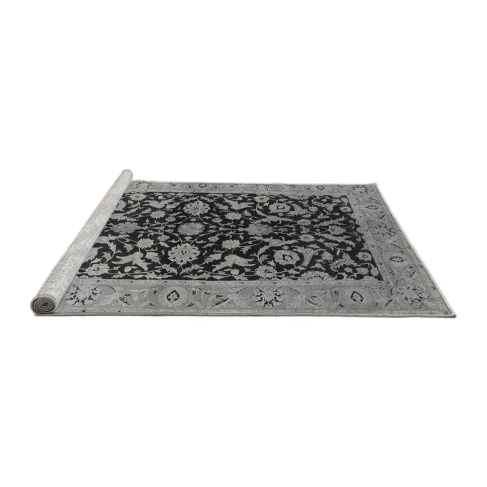 Sideview of Machine Washable Oriental Gray Industrial Rug, wshurb722gry