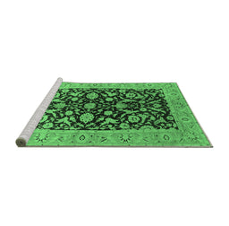 Sideview of Machine Washable Oriental Emerald Green Industrial Area Rugs, wshurb722emgrn