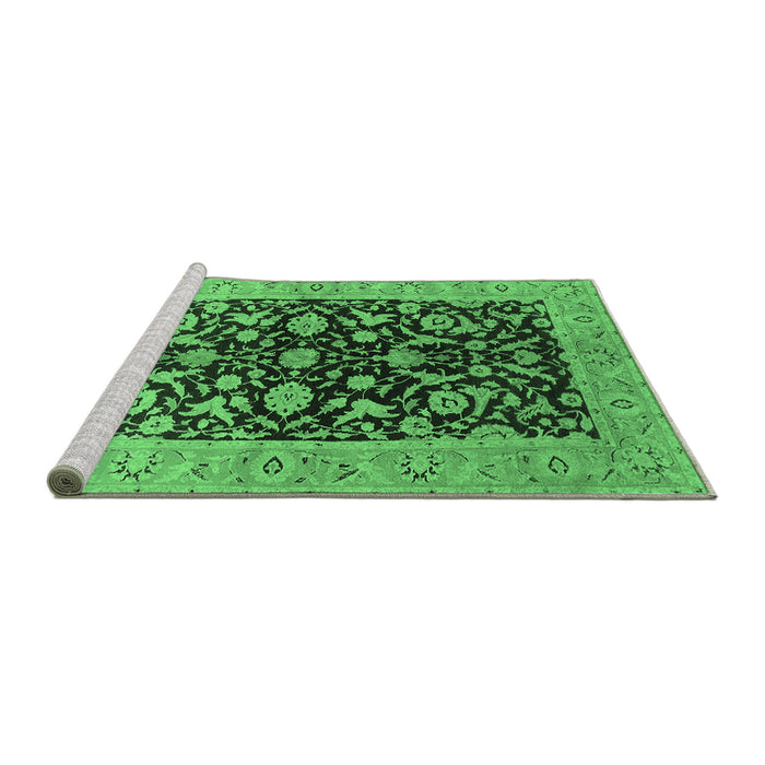 Sideview of Machine Washable Oriental Emerald Green Industrial Area Rugs, wshurb722emgrn