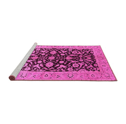 Sideview of Machine Washable Oriental Pink Industrial Rug, wshurb722pnk
