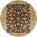 Round Mid-Century Modern Yellow Orange Oriental Rug, urb722