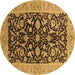 Round Oriental Brown Industrial Rug, urb722brn