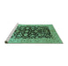 Sideview of Machine Washable Oriental Turquoise Industrial Area Rugs, wshurb722turq