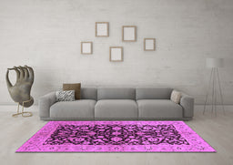 Machine Washable Oriental Purple Industrial Area Rugs in a Living Room, wshurb722pur