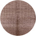 Round Mid-Century Modern Chestnut Brown Oriental Rug, urb723