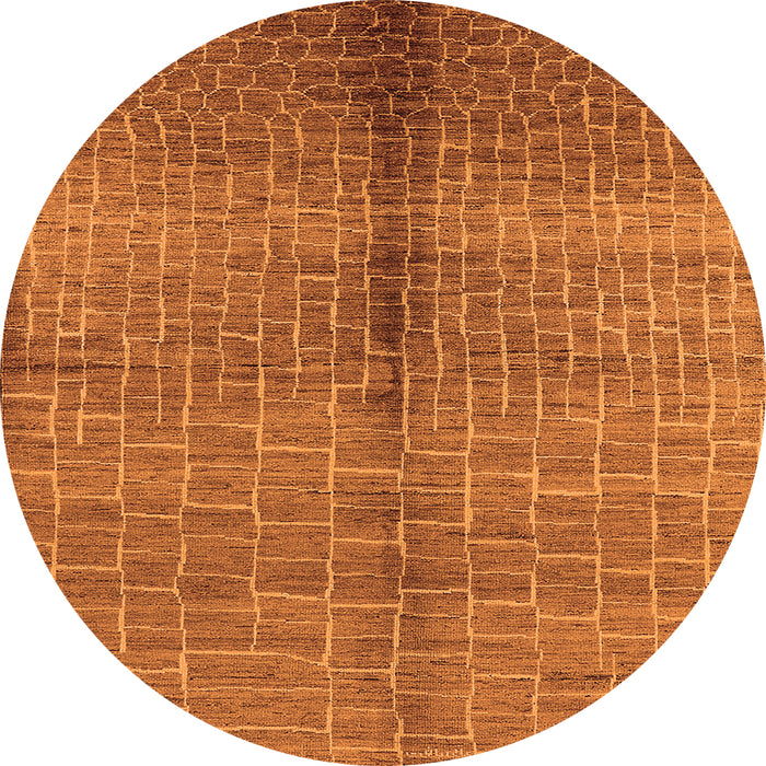 Round Machine Washable Oriental Orange Industrial Area Rugs, wshurb723org